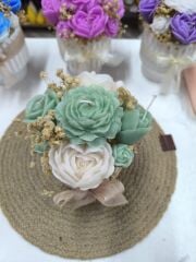 SAKSILI ÇİÇEK MUM YEŞİL