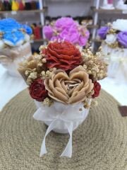 saksılı çiçek mum kırmızı kahve