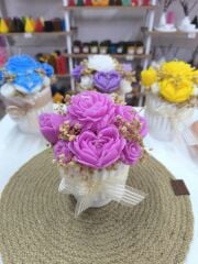 saksılı çiçek mum pembe