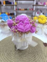 saksılı çiçek mum pembe
