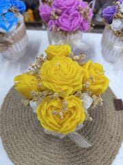 saksılı çiçek mum sarı