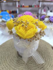 saksılı çiçek mum sarı